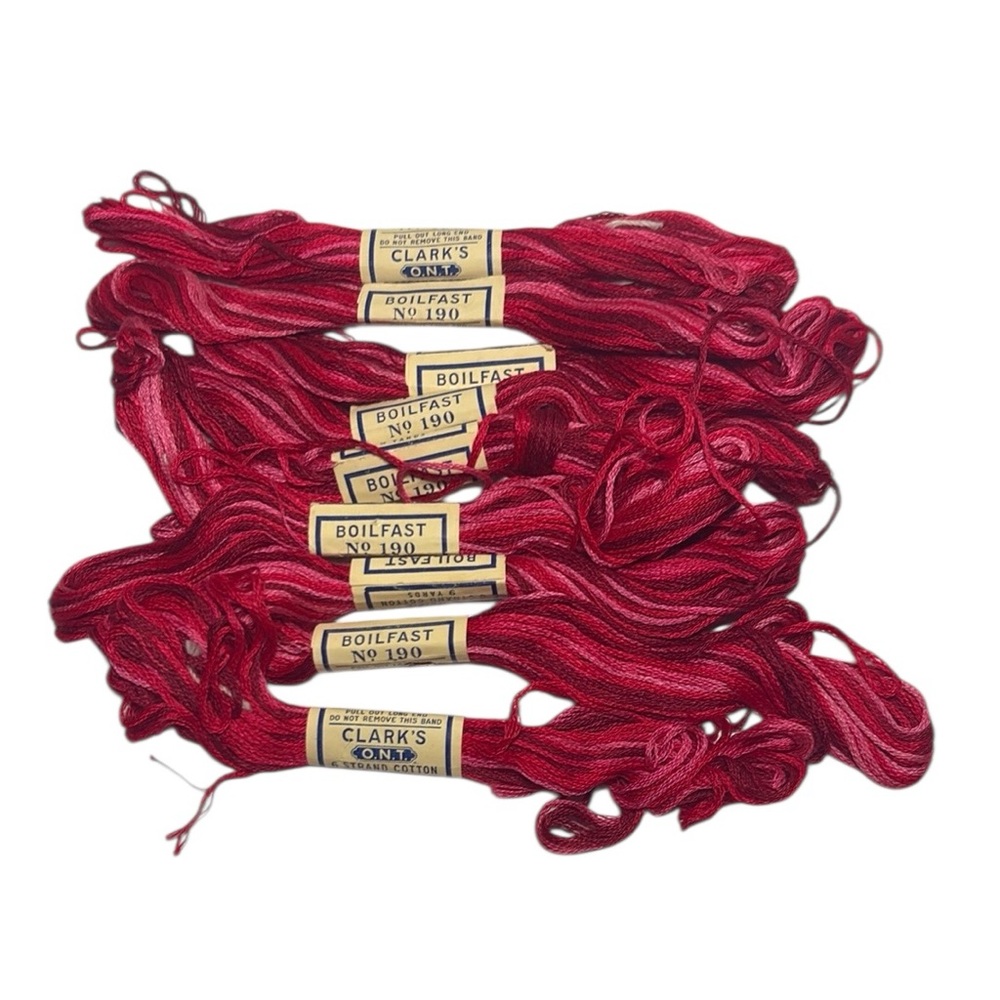 Vintage Clark’s Embroidery Floss Variegated Red Boilfast #190